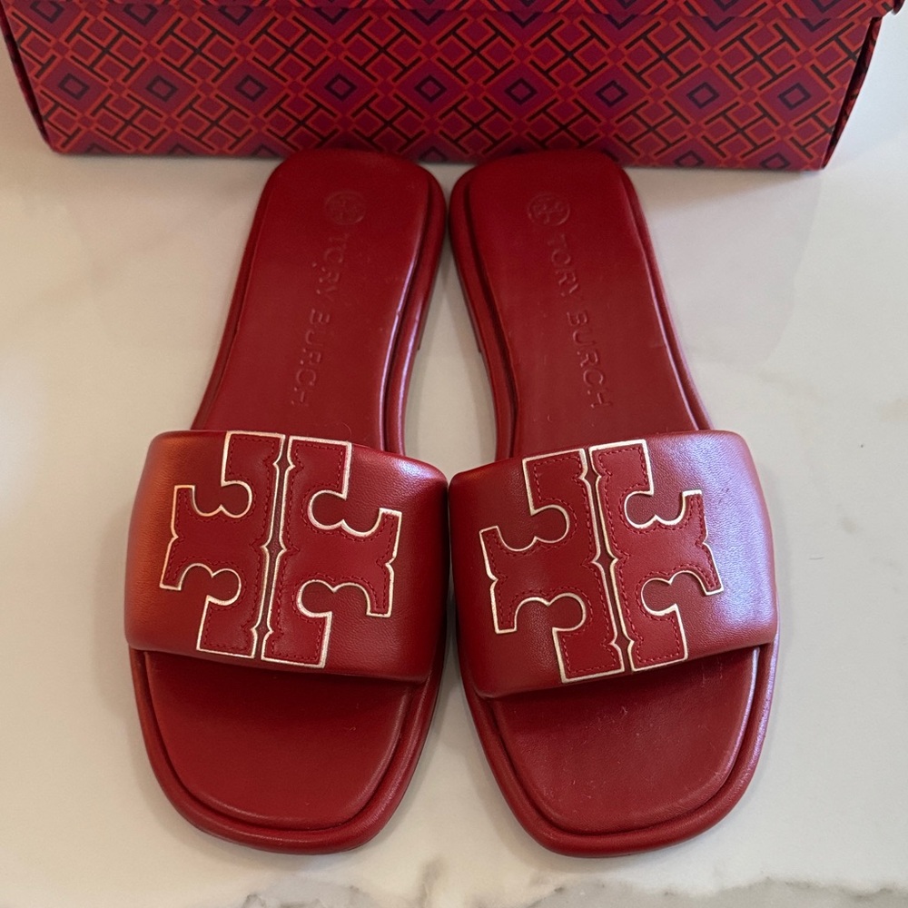 Tory Burch Red Slides Slippers